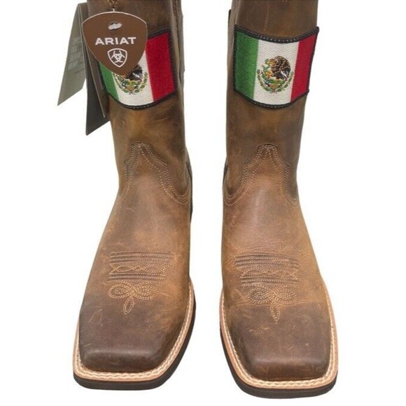 ARIAT Round Up Orgullo Mexicano Performance Western Distressed Square Boots 8.5 - Picture 3 of 14